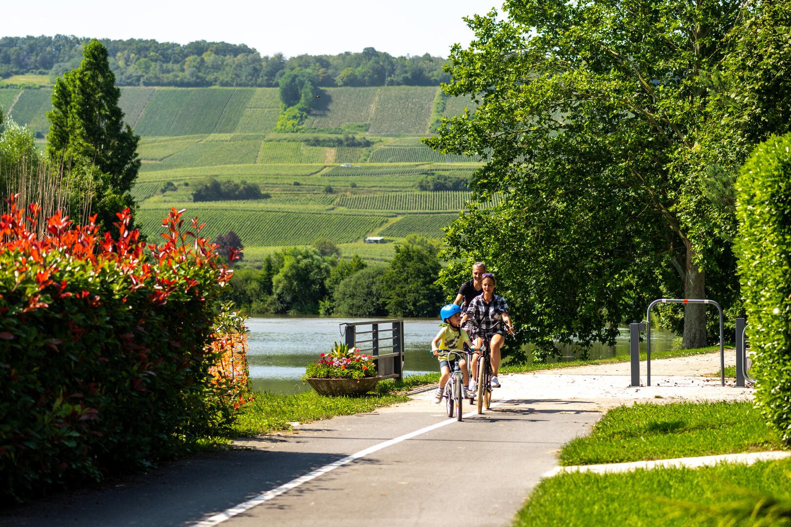 Photo of a man giving a talk on stage with blue curtains behind him.